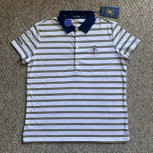 Polo Ralph Lauren camicia US Open 2020 piede alato donna media M a righe S/S nuova con etichette - Foto 1 di 16
