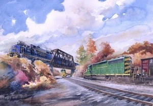 Lehigh Gorge Scenic Rwy #426, RBMN trains, Glen Onoko, PA. James Mann Notecards - Picture 1 of 2