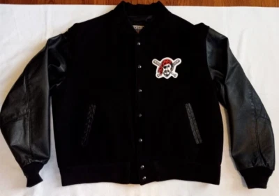 EXCELLED 1927 BLACK Leather Wool PITTSBURG PIRATES Varsity Letterman Jacket XL - Image 1 of 4