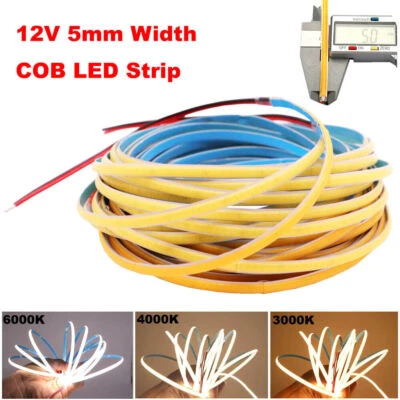 Dimmable 5mm COB Led Strip Light 480LEDs/m Soft Flexible Light Bar Ra90 DC12V - Image 1 of 4