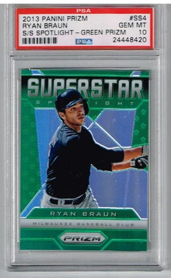 2013 Panini Prizm Ryan Braun S/S Spotlight  Green PSA 10 - Image 1 of 2