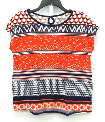 Camisa Blusa Top Coral Bay Para Mujer Pequeña Mediana Naranja Estampado Gaviota Manga Gorra Foto 1 de 4