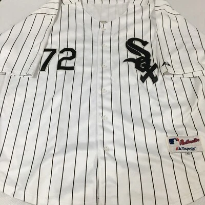 White Sox Pin Carlton Fisk Majestic Authentic Throwback Baseball Jersey Size 52 - Image 1 of 4