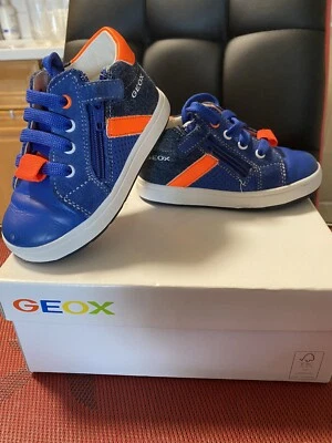 Geox Toddler Boy Shoes US Size 5.5 EU 21 First Steps Sneakers Leather Jeans Blue - Image 1 of 4