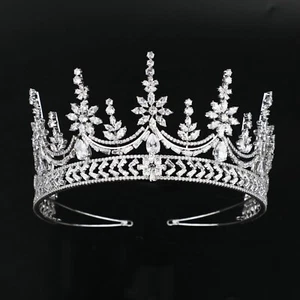 Luxury All CZ Cubic Zirconia Classical Queen Princess Tiara Crown For Women - Picture 1 of 7