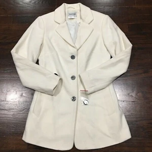 NWOT! New Port News Ivory Wool Blazer Women's Size 04 Beautiful 3 Buttons Lined - Picture 1 of 7