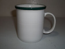 Vintage Signature Stoneware Coffee Tea Mug Cup with green trim Japan Nice L@@K