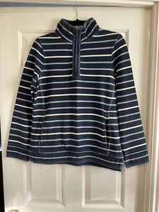 Women’s Fat Face The Airlie 1/4 Zip Navy Blue Striped Top Size 10 - Picture 1 of 11