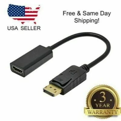 Lot of 100 Display Port to HDMI Male Female Adapter Converter Cable DP to HDMI