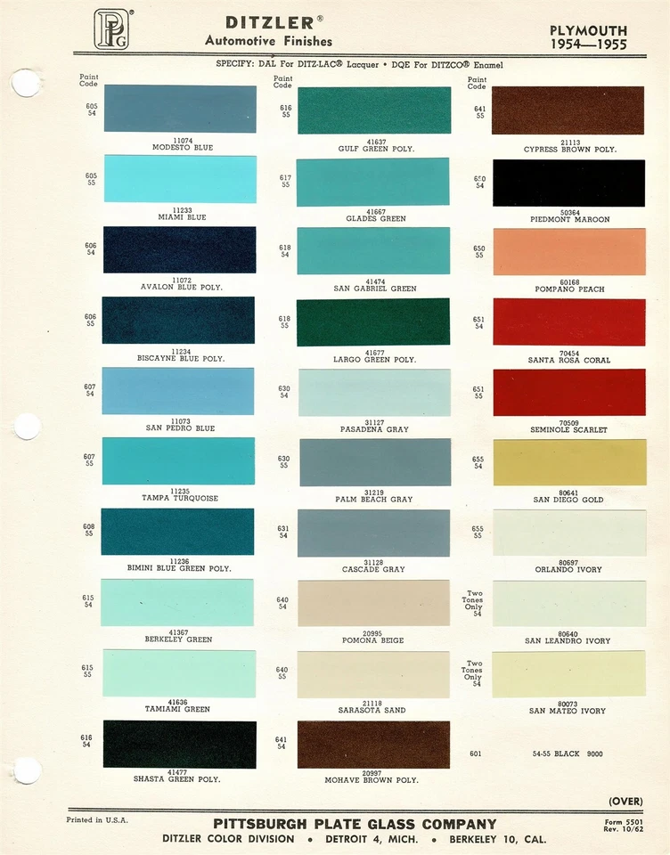 Carro suburbano Plymouth Belevedere Savoy Plaza 1954 1955 astillas de pintura (PPG) Foto 1 de 1
