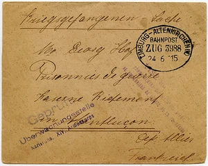 GERMANY 1915 CENSORED POW Depot ALTENKIRCHEN RAILWAY TPO LIMBURG - Picture 1 of 2