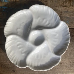 Piatto ostriche antico CH Field Haviland Limoges CFH GDM porcellana bianca Francia - Foto 1 di 6