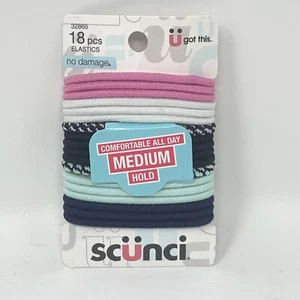 Scunci No Damage Hair All Day Elastic Ties 18 Count Medium Hold Ponytails NWT - Picture 1 of 2