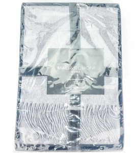 Magaschoni 100% Cashmere Fringe Throw 50 x 60 Flannel Heather Gray $300 Retail