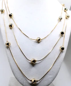 Unique Vintage 1990's Multi 3 Chain With Irregular Ball Station 25" Necklace - Picture 1 of 7