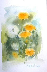 Original Aquarell " Löwenzahn ", Größe 10,5x14,8 cm ( Postkarte) - Bild 1 von 1