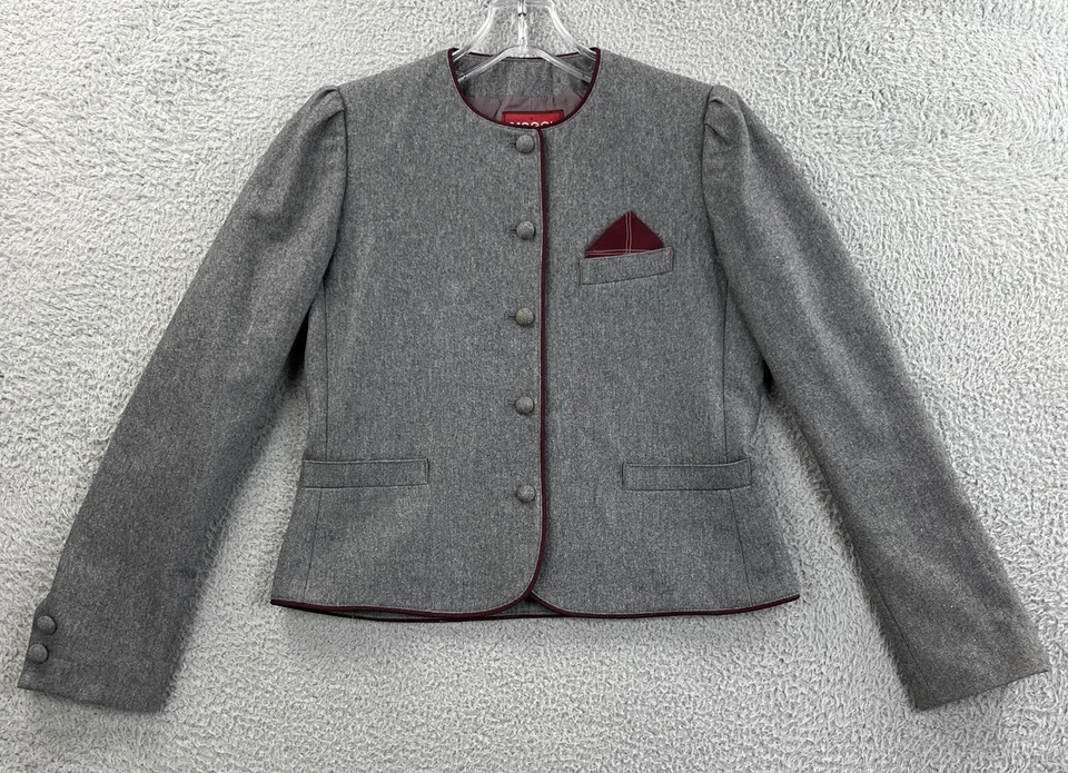 Винтажный 80-х Sasson Blazer женщин 8/9 короткая шерстяная смесь длинным рукавом ретро секретарь - Изображение 1 из 4