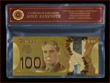 CANADA 💴 100 Dollars .9999 GOLD FOIL Note 💶🍁 Canadian Seller 🍁w/ Certificate