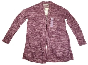Harmony & Balance Open Cardigan Purple Berry Crush Split Back Heathered Sweater - Picture 1 of 4