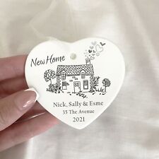 New Home Plaque, PERSONALISED Housewarming Gift, Ceramic Hanging Heart Ornament