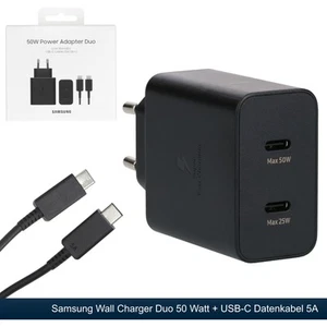 Original Samsung Netzstecker Duo EP-T5020X Schnellladeadapter 50W + USB-C Kabel - Bild 1 von 6