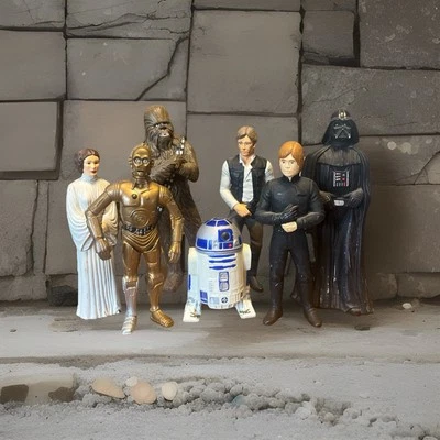 1993 Star Wars Elenco 9x14 Vader, Skywalker, R2D2, C-3PO, Han Solo e Leia - Imagem 1 de 4