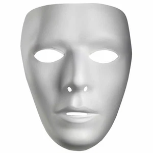 Blank Male Drama Theatre PVC White Adult Mens Costume Half Mask - Picture 1 of 1