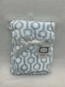 Luvable Friends Blue White Coral Fleece Baby Blanket Lovey 30x36 Unisex Security - Picture 1 of 11