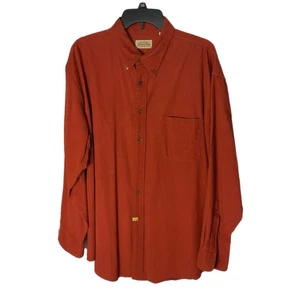 St Johns Bay Authentic Herren Hemd L Rost Orange Cord Button Down Langarm - Bild 1 von 12