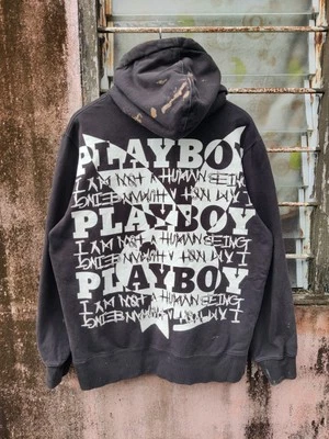 Vintage Distressed Playboy Iam Not A Human Being Punk Size M Japan Collab Hoodie - Image 1 of 4
