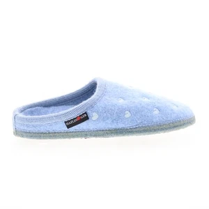 Haflinger Hearts 614077-78H Womens Blue Canvas Slip On Clogs Slippers Shoes 37 - Picture 1 of 4