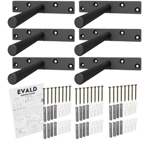 EVALD Heavy Duty Floating Shelf Bracket | 6-Inch Floating Mantel Mount Black - Picture 1 of 8