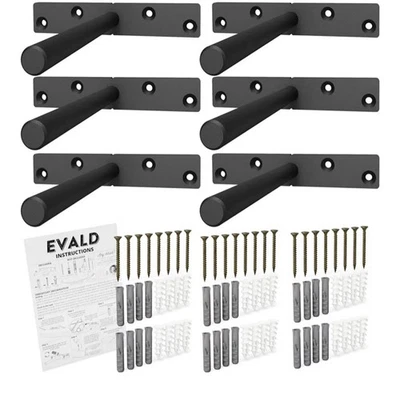 EVALD Heavy Duty Floating Shelf Bracket | 6-Inch Floating Mantel Mount Black - Image 1 of 4