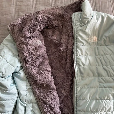 Chaqueta The North Face Niñas Grande Gris Tiel Mossbud Remolino Reversible Acolchada Foto 1 de 4