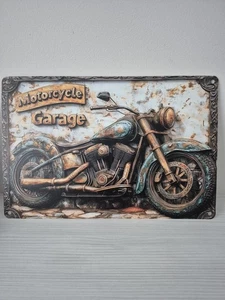 Classic Motorcycle Garage Metal Vintage Wall Plaque In 2D Weather Proof - Picture 1 of 4