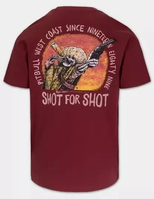 T-shirt PIT BULL WEST COAST PitBull manica corta vino rosso vestibilità ampia shot for shot - Immagine 1 di 4