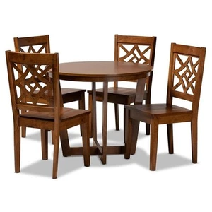Baxton Studio Brava Walnut Brown Finished Wood 5-Piece Dining Set - Picture 1 of 7
