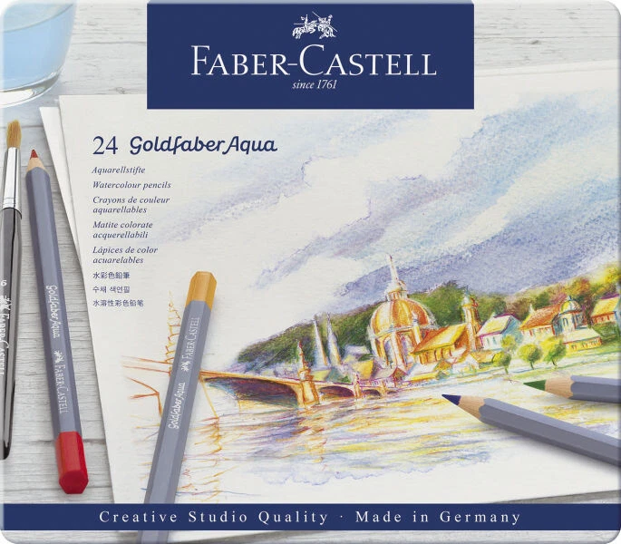 24 x Faber-Castell Aquarellstift Goldfaber Aqua Metalletui Buntstifte Set - Bild 1 von 1