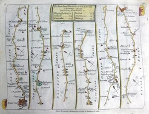 NORFOLK YARMOUTH BRISTOL BAMBURY ROAD MAP BY JOHN SENEX c1762 GENUINE ANTIQUE - Picture 1 of 6