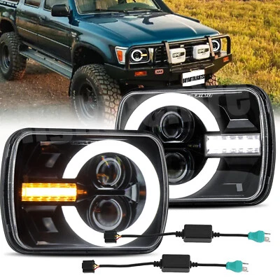 Pair LED for Hilux Headlights 5x7" 7x6" Inch Head Lamps HI/LO/DRL w/Adapters - image 1 of 4