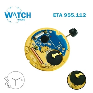 ETA 955.112 Quartz Watch Movement SWISS🇨🇭 Made Gold Date Disk at 3,Height 1 - Picture 1 of 2