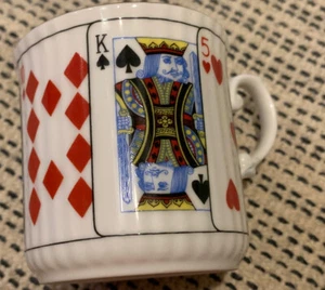 Elizabeth Stafford Shine Bone In China Playing Cards Coffee Tea Cup 2.5x 3” - Picture 1 of 9