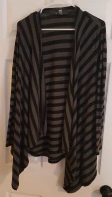 MARIA GABRIELLE Jacket Black & Gray LONG DRAPED OPEN FRONT Cardigan size large L - Изображение 1 из 4