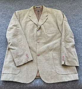 Structure Mens 46R Blazer Green Micro Check Linen Cotton Sport Coat Lightweight - Picture 1 of 18