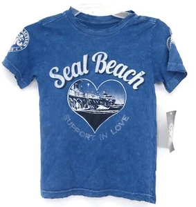 Affliction Big Boys Navy Blue Acid Wash Seal Beach Crew Neck Tee T-Shirt L - Picture 1 of 6