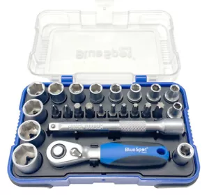 Blue Spot Tools 25 Piece 1/4''D Ratchet Socket & Bit Set In Storage Case - Picture 1 of 6