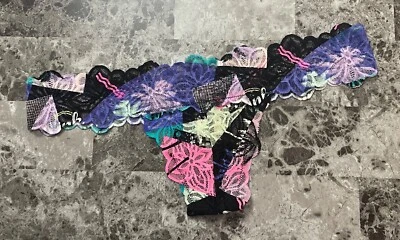 NUEVO CON ETIQUETAS BRAGAS TANGA VICTORIA'S SECRET ROSA M PALMERA RETRO GEOMÉTRICO ENCAJE RARAS Foto 1 de 3