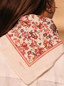 Bufanda cuadrada floral Sezane de algodón blanco - Imagen 1 de 5