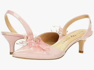Rare Katy Perry Pink Patent Leather Beaded Charm Slingback Kitten Pump Heels - Picture 1 of 8