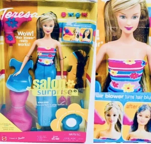 SALON SURPRISE TERESA DOLL LONG BROWN/BLUE HAIR 2001~NEW - Picture 1 of 7